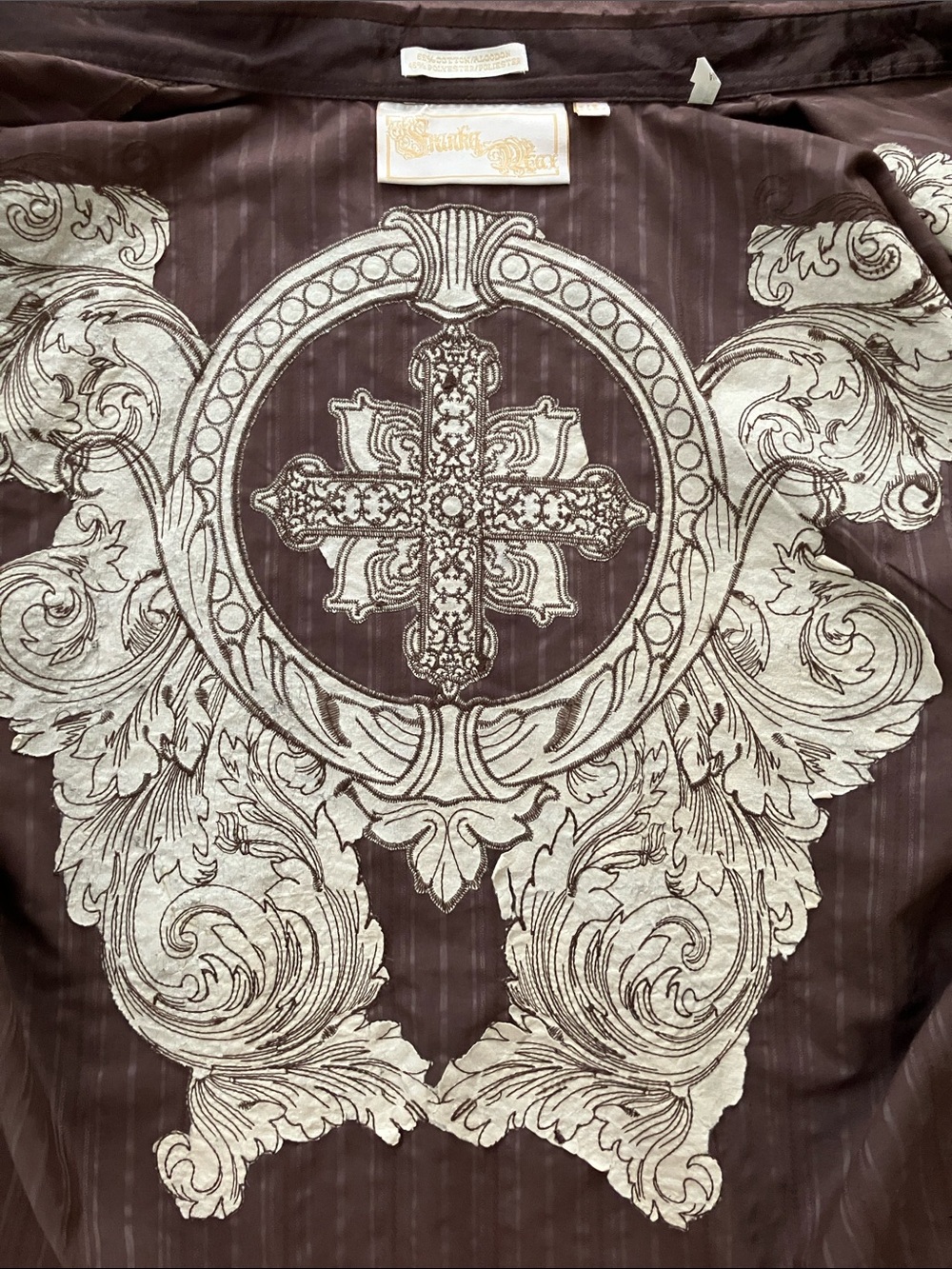 Franky Max XL Embellished Embroidered Western Rockabilly Shirt Chocolate Brown - Picture 10 of 16